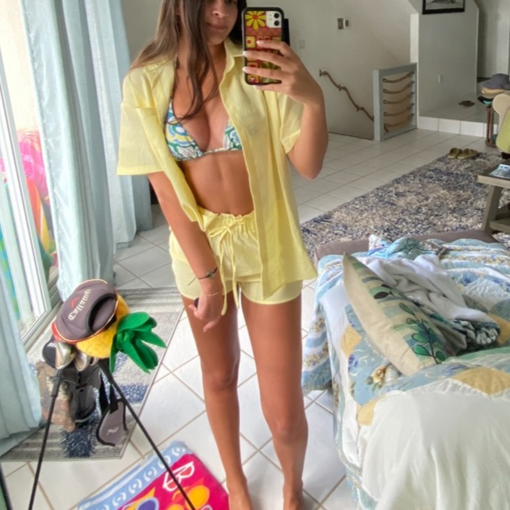 pastel yellow SHEIN cover up set, size small, so cute for vacation